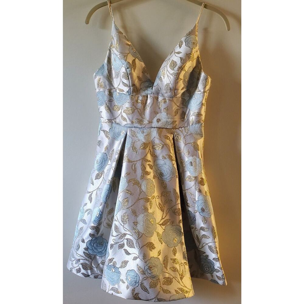 B Darlin Juniors' Metallic Jacquard Dress Sz 5 6 Fairy Cottage Princess Core